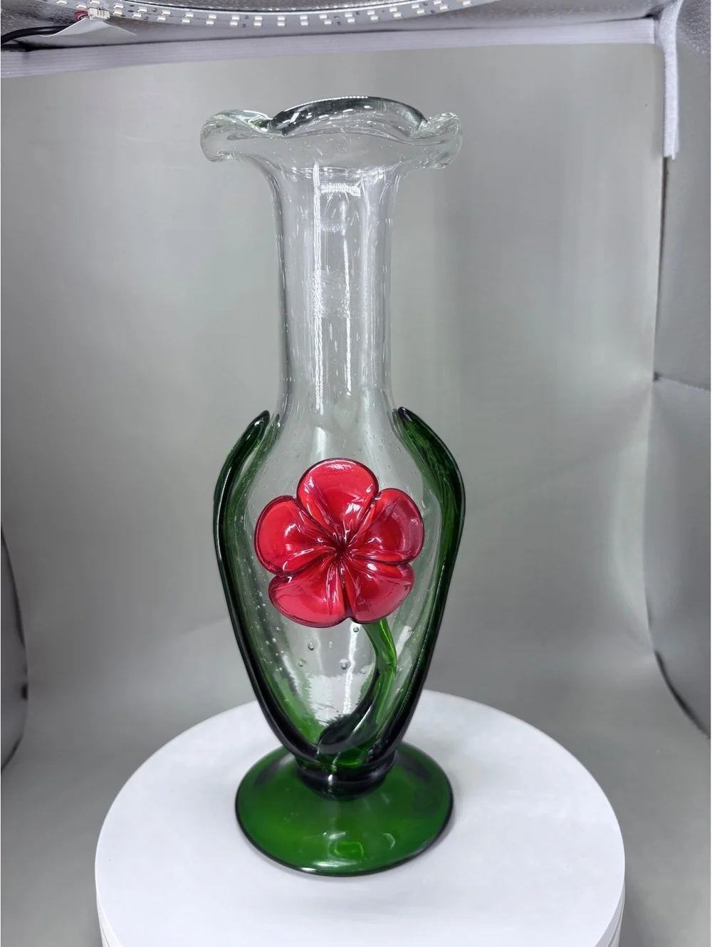 Celebrations 9” Red Poppy Seeded Glass Vase